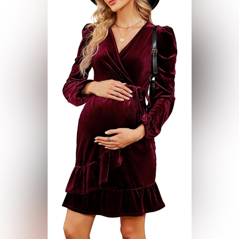 Elegant Burgundy Wrap Dress